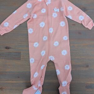 Girls' Pink Daisy Footed One-Piece Pajamas